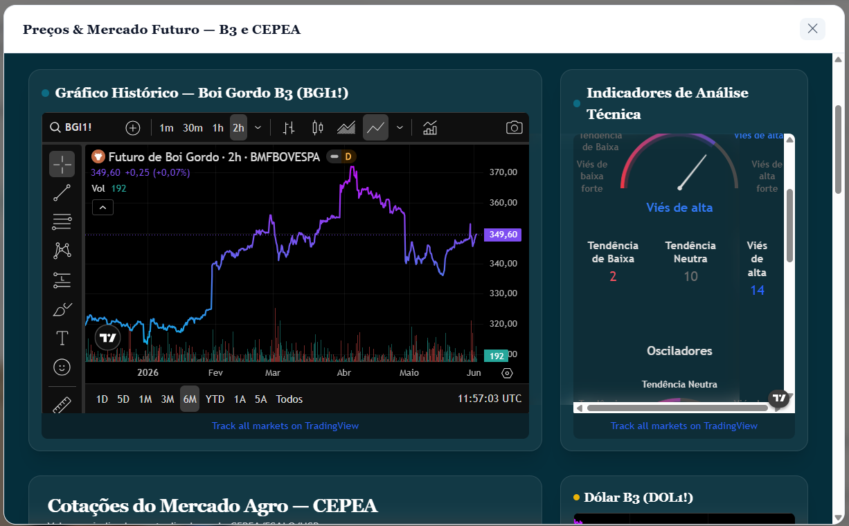 Preços e Mercado Futuro B3 e CEPEA